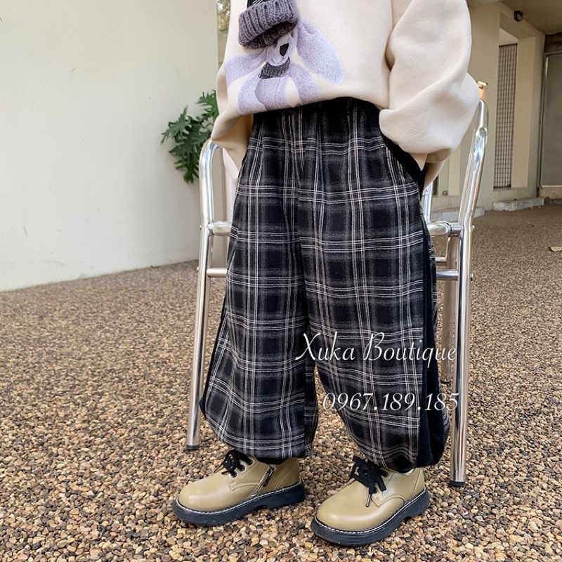 Quần Áo Trẻ Em | Quần Nỉ Kẻ Lót Lông Dày Ấm Cho Bé / Quần Kẻ Quảng Châu Cao Cấp Cho Bé 1 - 8 tuổi [Ảnh Thật]