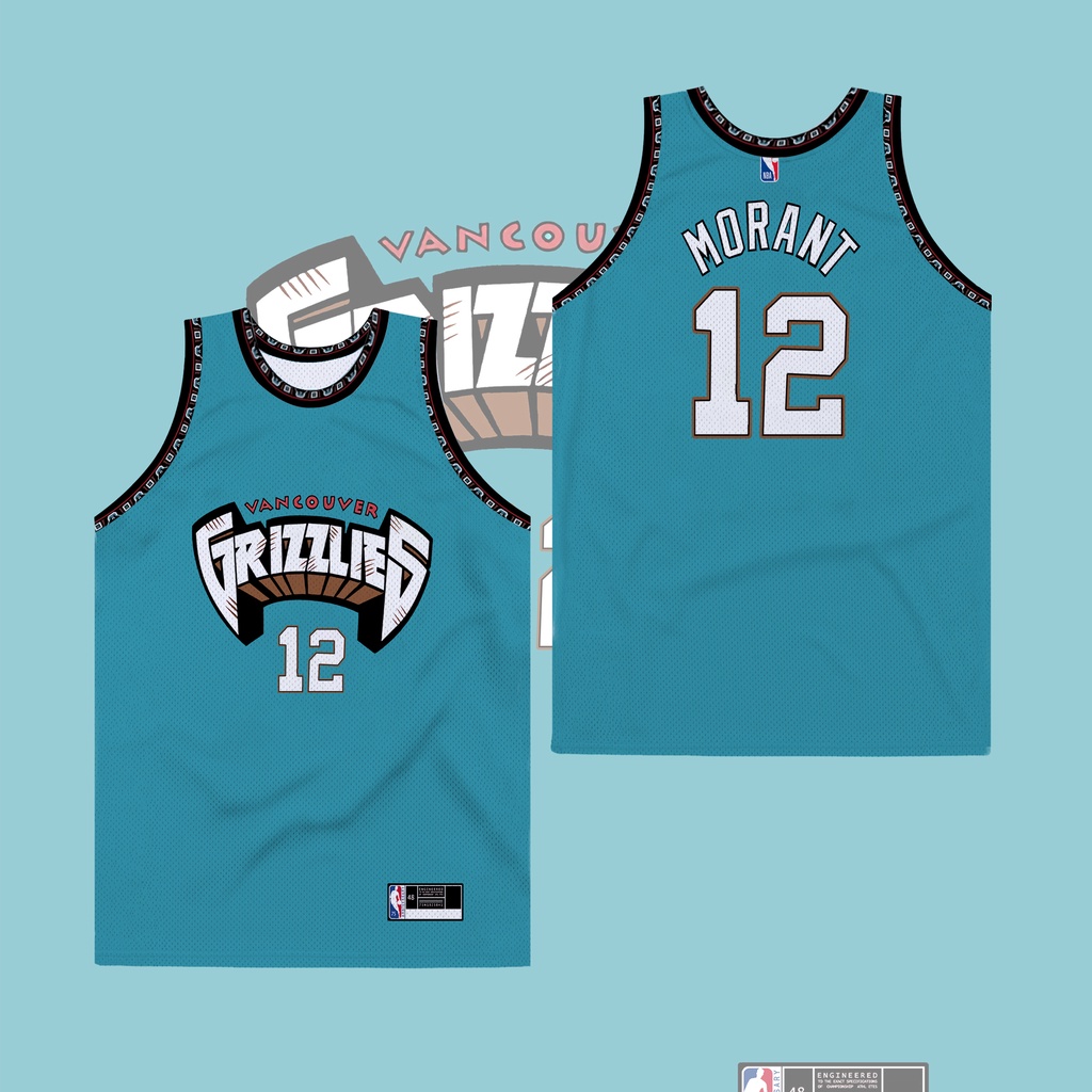 Áo Bóng Rổ Màu Trắng Xanh Navy Số 12 Ja Morant Cá Tính Cho Nam