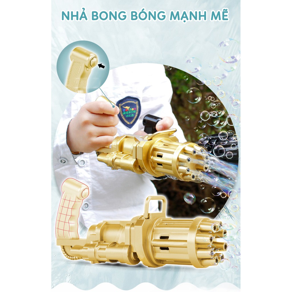 Súng bắn xà phòng 8 nòng [FREE SHIP] Đồ chơi phun bong bóng ngoài trời thổi bọt mạnh mẽ cho bé vui chơi ngoài trời