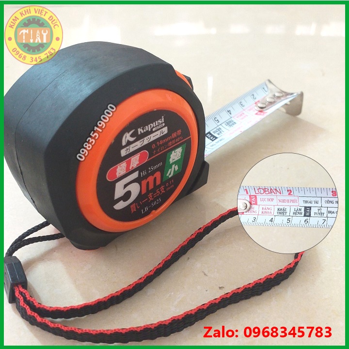 THƯỚC KÉO LỖ BAN, THƯỚC PHONG THỦY NỀN TRẮNG KAPUSI 5M x 25MM