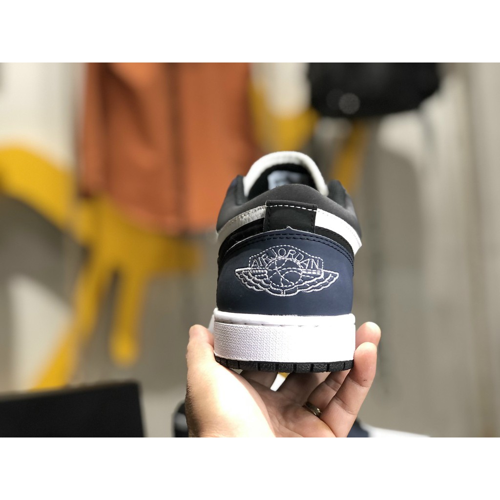 Giày Sneaker Jordan 1 Low Navy Da nhăn Fullbox, Giày thể thao nam nữ jordan 1 xanh navy hàng đẹp, đi êm chân