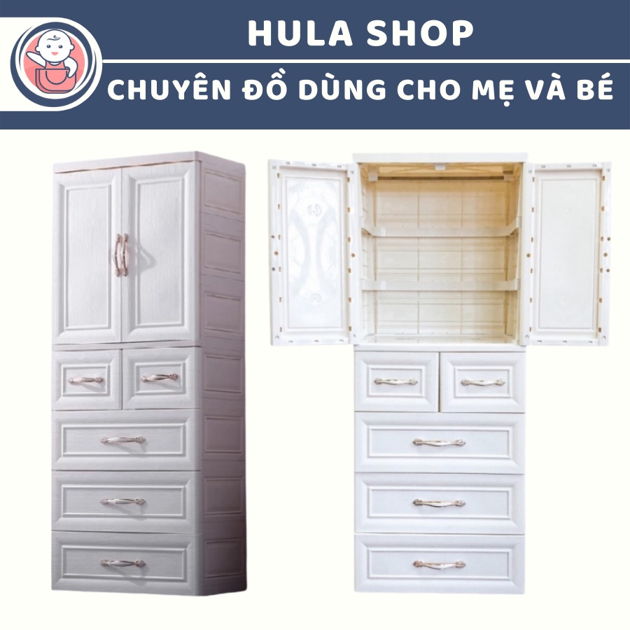[XẢ KHO - HÀNG MỚI] Tủ quần áo 5 tầng cao cấp mẫu mới nhất có viền gỗ dành cho bé màu trắng 9BABY
