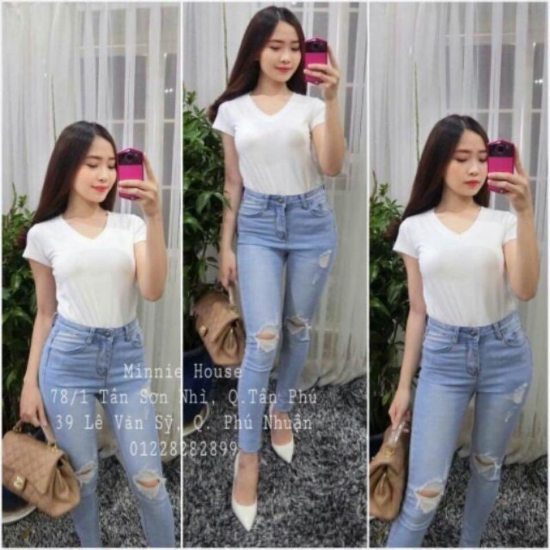 Áo Thun Trơn cổ tim body