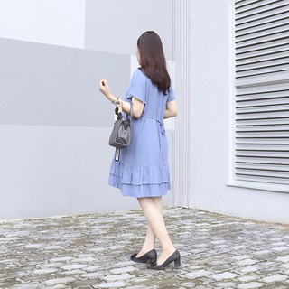 Đầm bầu váy bầu cao cấp thêu hoa lụa MD003