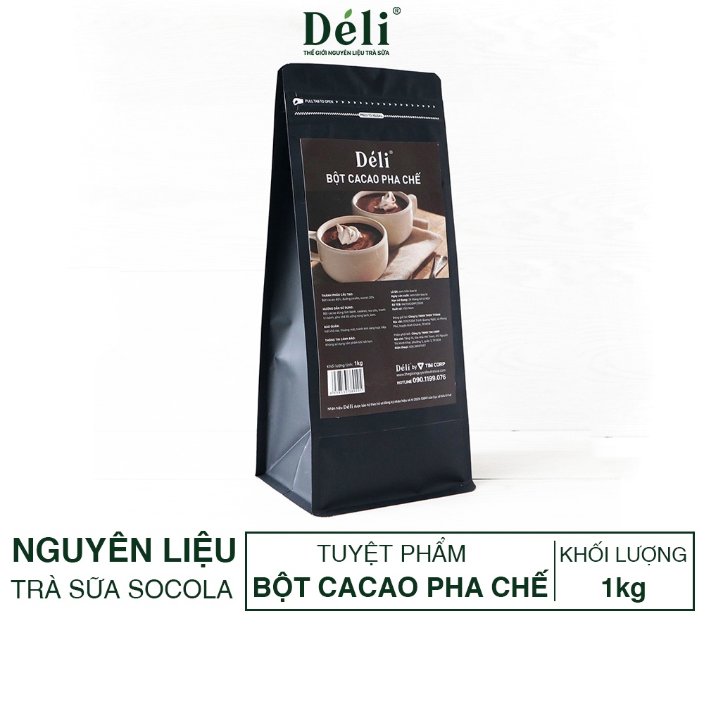 Bột Cacao pha chế cao cấp Déli [GIÁ TỐT] TÚI 1KG - Nguyên liệu pha chế trà sữa