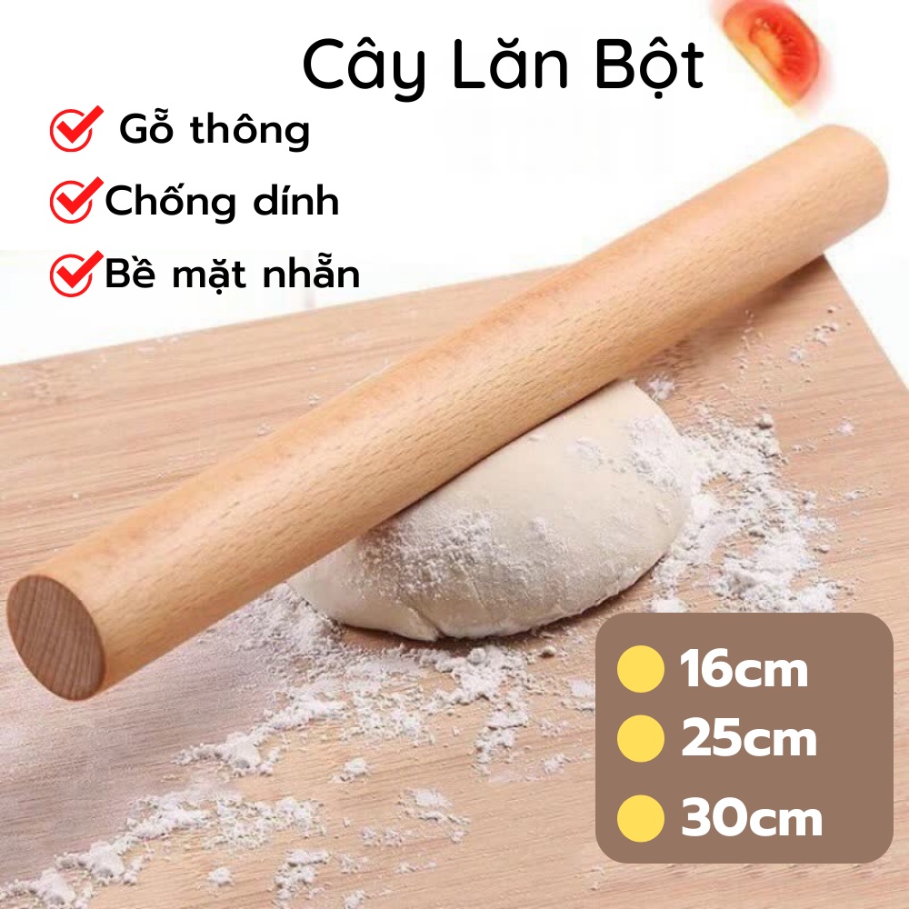 Cây Lăn Bột, Cán Lăn Bột Làm Bánh Gỗ Nhẵn Chống Dính Tiện Dụng ATILA SHOP