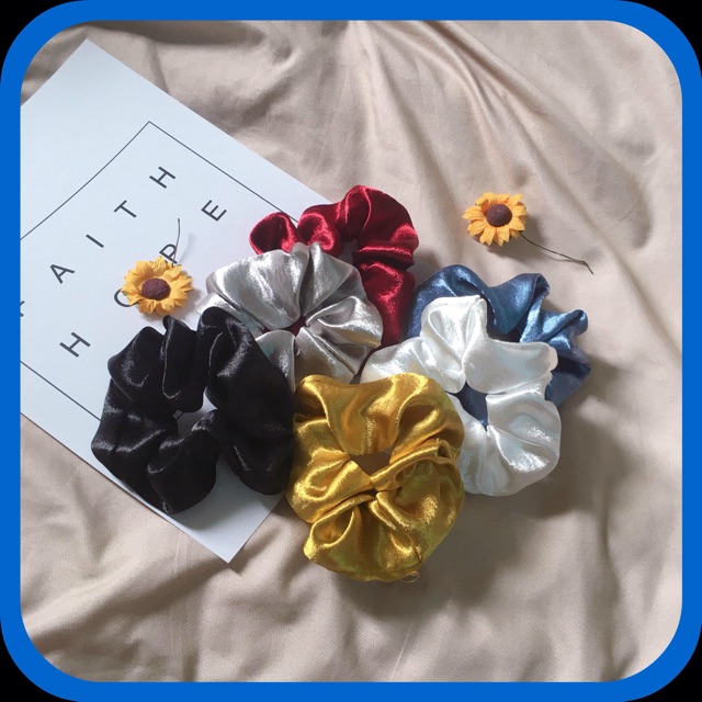 SCRUNCHIES BASIC chất liệu Satin mềm mại - Cột tóc vải nhiều màu trơn cực sang - Phụ kiện tóc thời trang thanh lịch