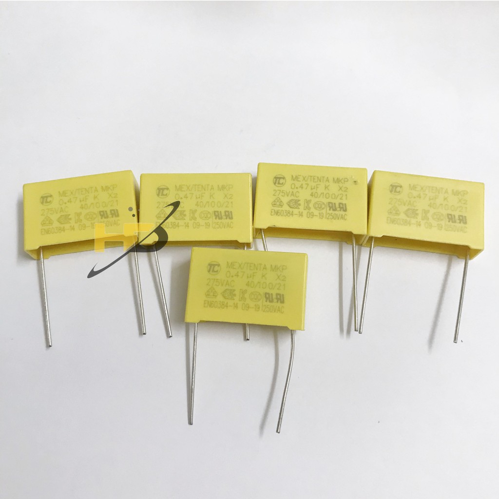 Tụ lọc nguồn AC 0.47uF 275V chân 22mm, Tụ Vàng