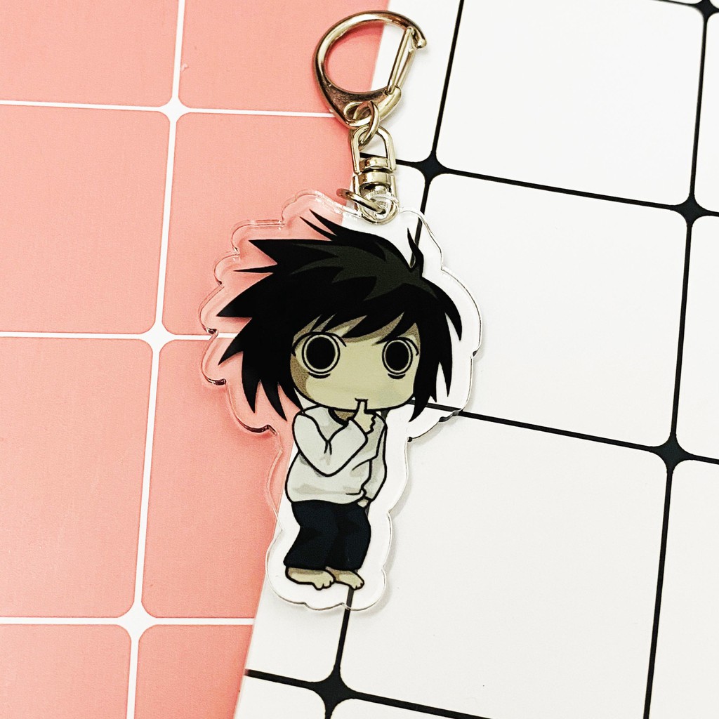 ( Mica trong acrylic ) Móc khóa Death Note Cuốn sổ tử thần L quà tặng xinh xắn dễ thương in hình anime chibi