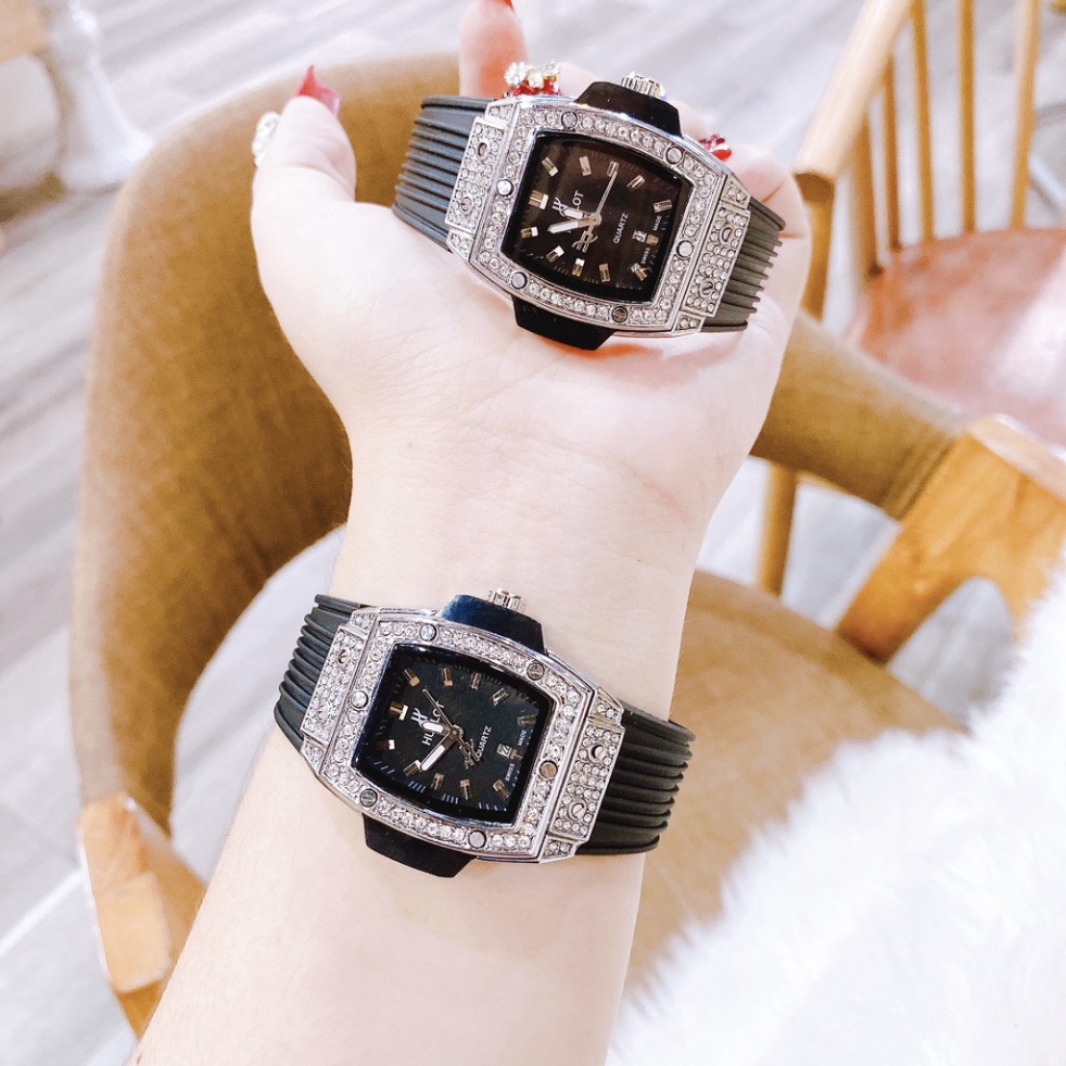 ĐỒNG HỒ NỮ hu.b dây cao su non cao cấp thời đeo cực sáng tay thời thượng bắt mắt, bảo hành 12 tháng