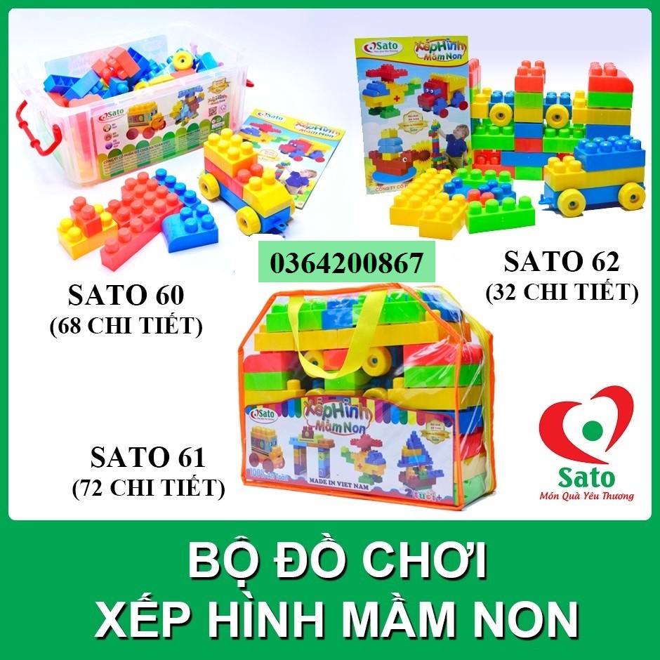 Bộ đồ chơi XẾP HÌNH MẦM NON 68-72-32 chi tiết