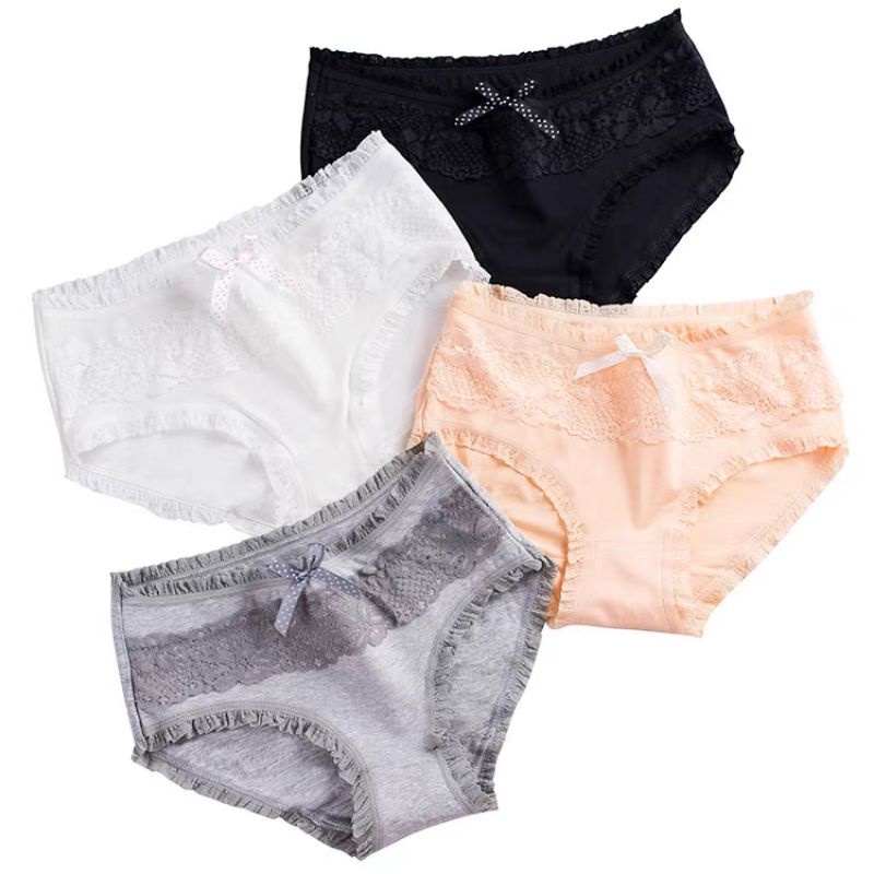 [CHE TÊN 100%] Quần Lót Nữ Cute Quần Chíp Nơ Ren Chất Cotton Quảng Châu Cao Cấp Sexy Xịn Đẹp La.an Store