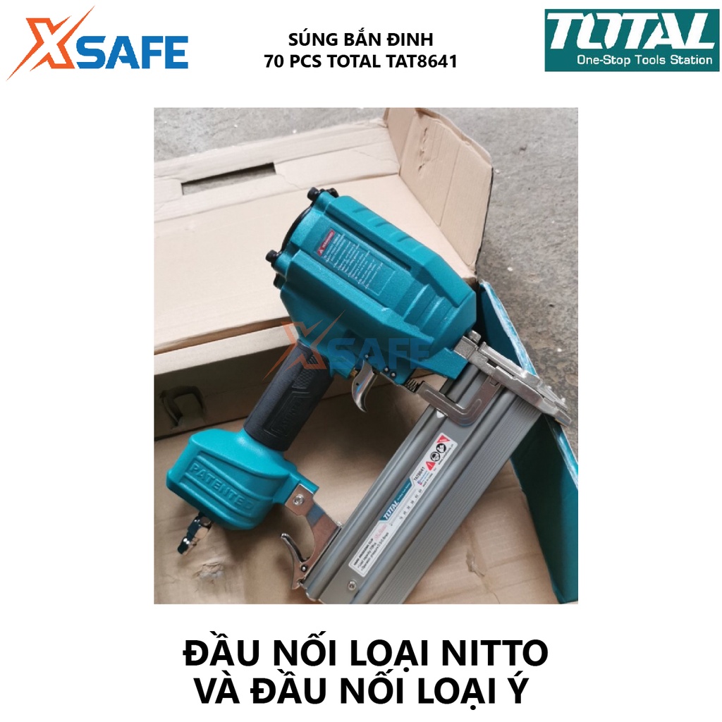 Súng bắn đinh bê tông TOTAL TAT8641 Máy bắn đinh dùng hơi 70pcs Mô tơ mạnh mẽ, tay cầm độ nhám cao chống trơn trượt