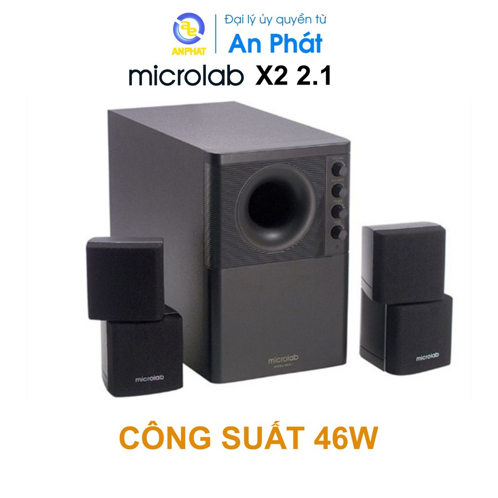 Loa máy tính Microlab X2 2.1 (Đen) - Công suất 46W - Chính hãng BH 12 tháng