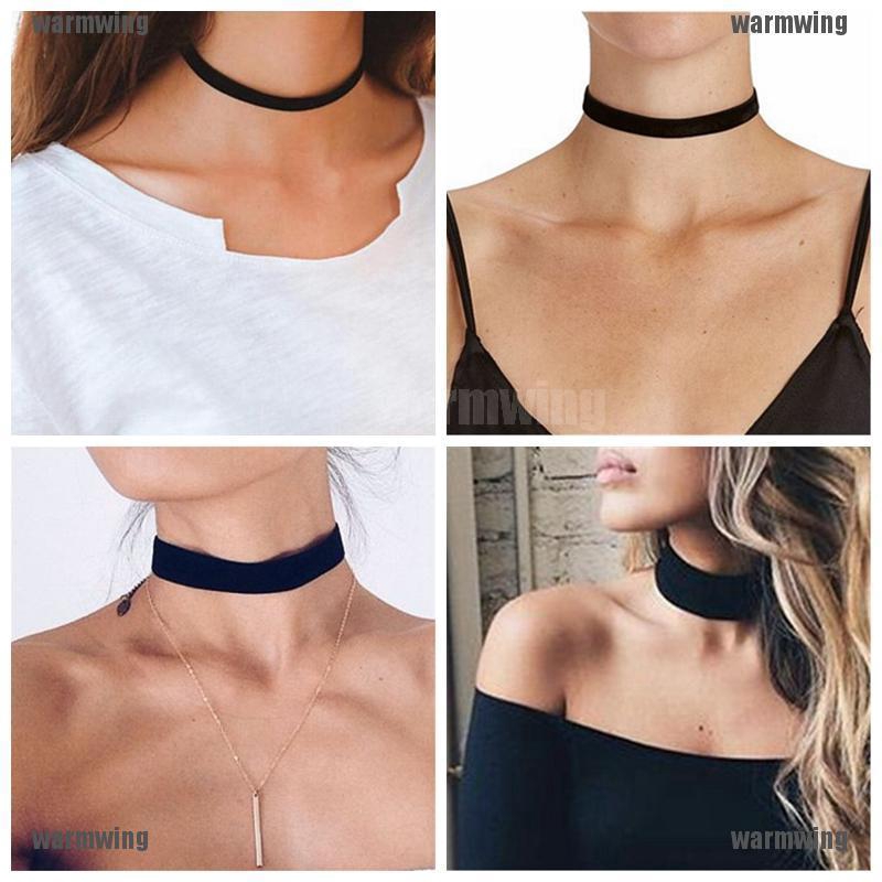 Vòng Cổ Choker Dây Nhung Đen Phong Cách Gothic Cổ Điển