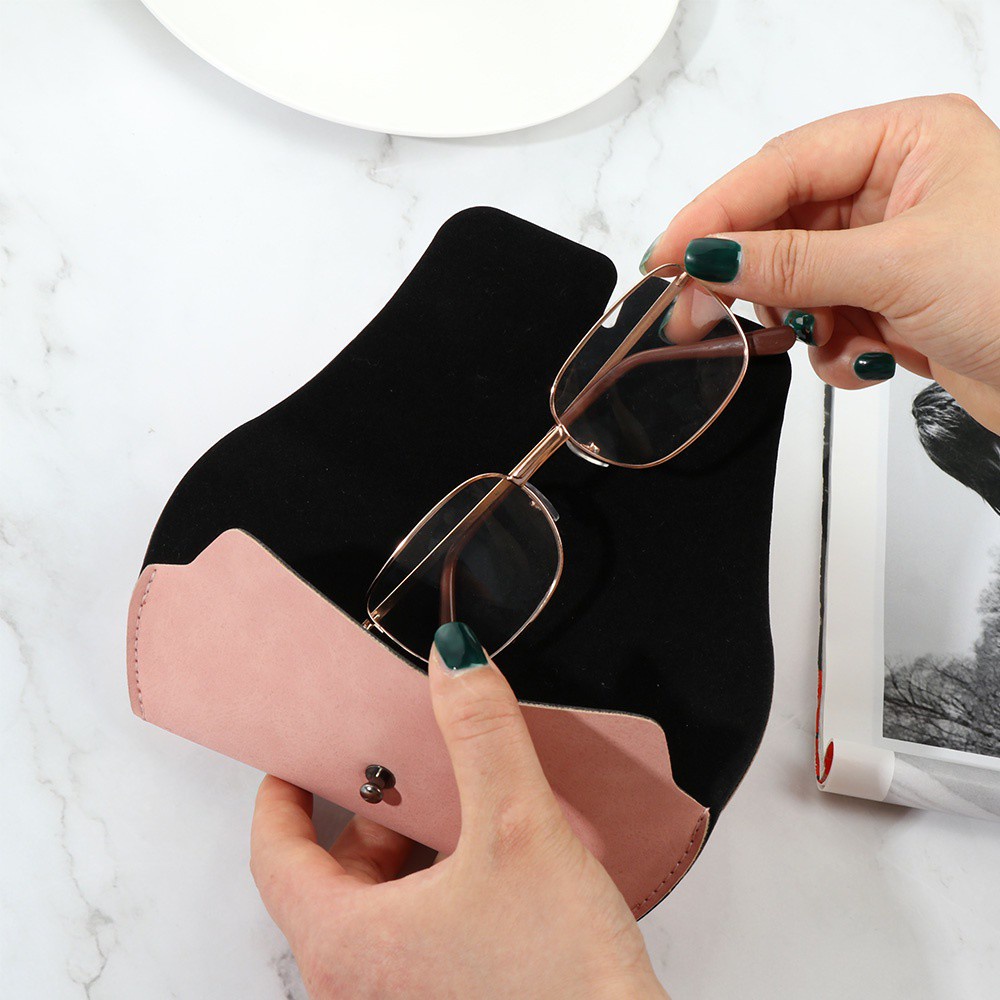 Túi đựng mắt kính bằng da có khóa cài nhiều màu sắc thời trang cho nam và nữ