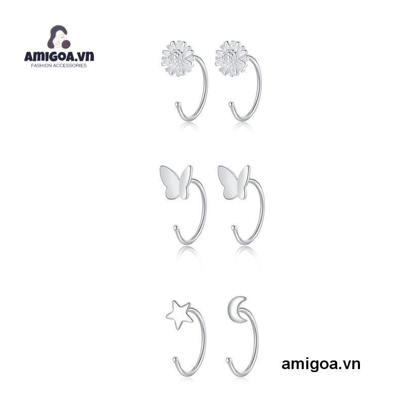 ✨✨Bông tai mạ bạc hình bướm đơn giản phong cách ngọt ngào thời trang Hàn Quốc cho nữ