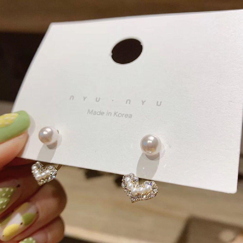 MXGOODS 1 Đôi Bông Tai Hình Trái Tim Đính Đá Thời Trang Dành Cho Nữ