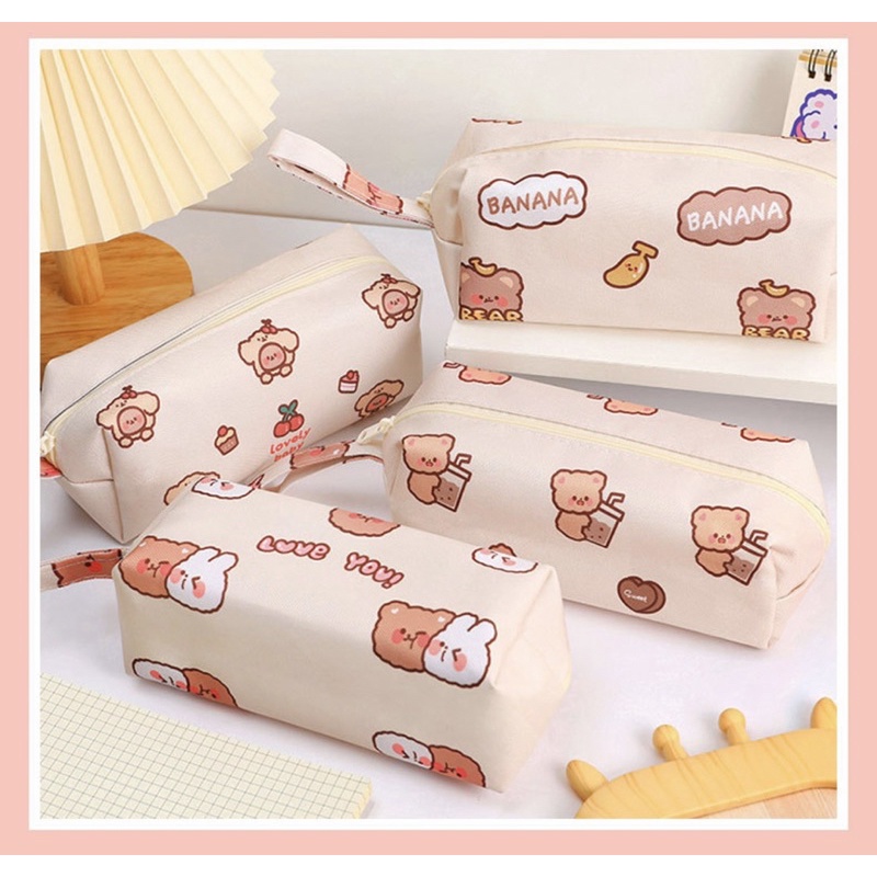 Túi đựng bút - hộp đựng bút gấu trà sữa xinh xinh
