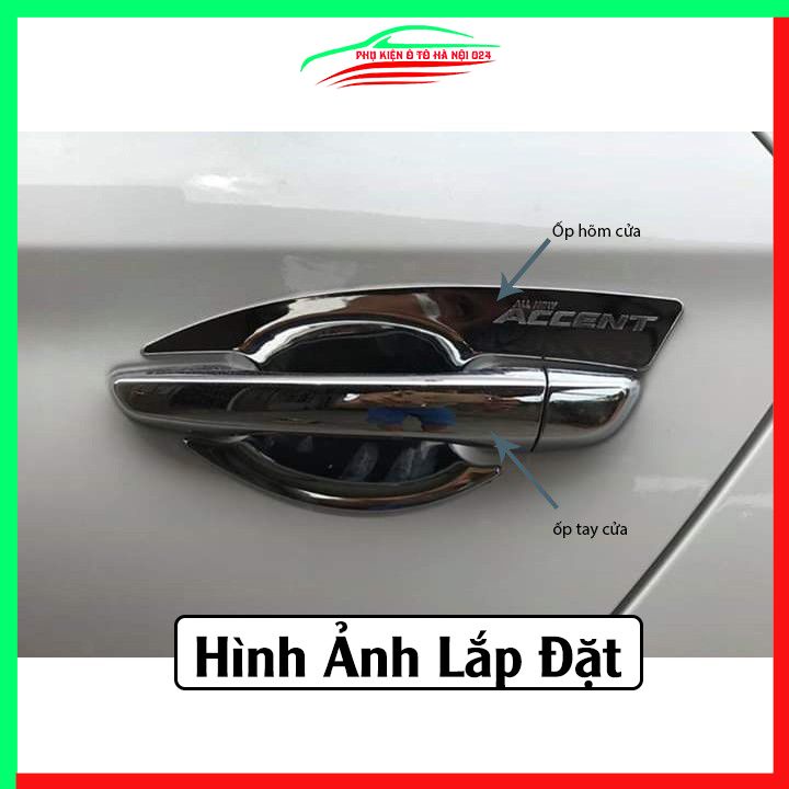 Ốp tay hõm mạ crom Accent 2018-2023 sáng bóng chống trầy bảo vệ cửa xe ô tô