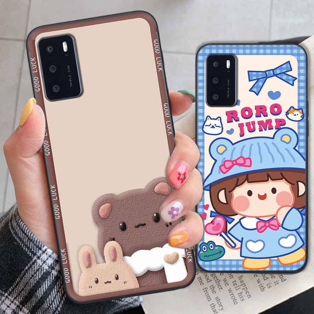 Ốp Oppo A16 bear brick, gấu đáng yêu, dễ thương