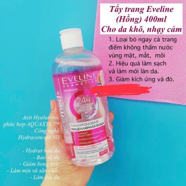 Tẩy Trang Eveline hồng dành cho da khô, da nhạy cảm