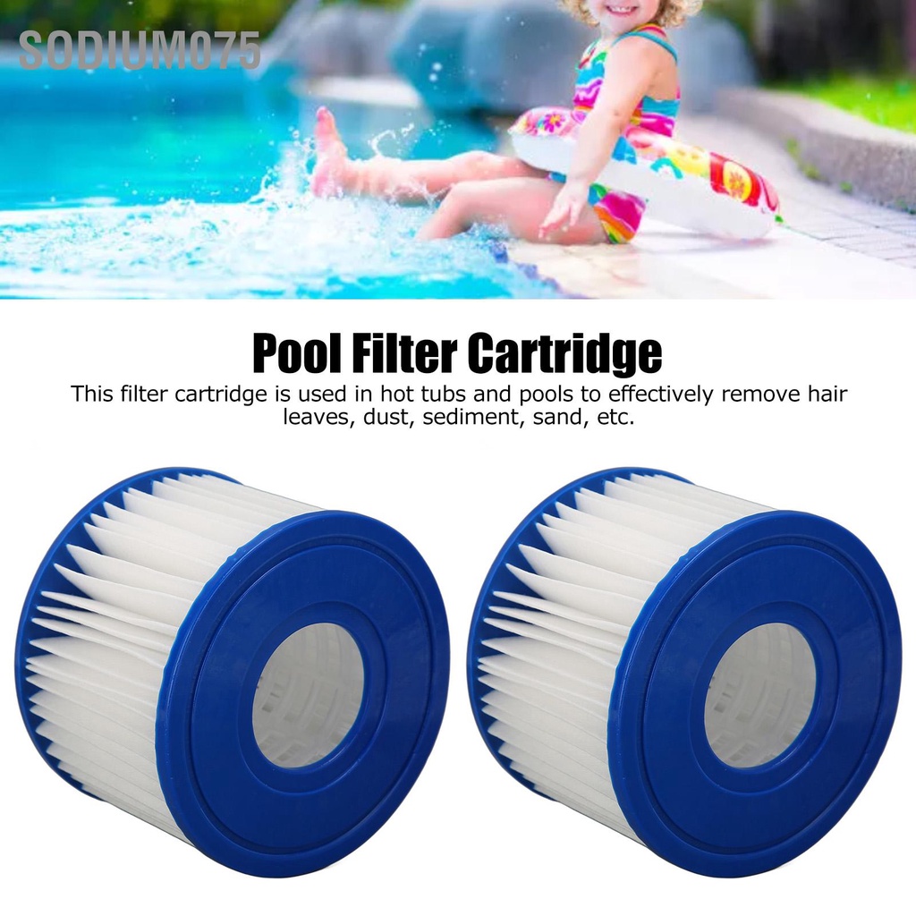 Sodium075 2Pcs Bộ lọc Hồ bơi Cartridge Filter Phần tử thay thế cho các bồn tắm nước nóng Bể trẻ em
