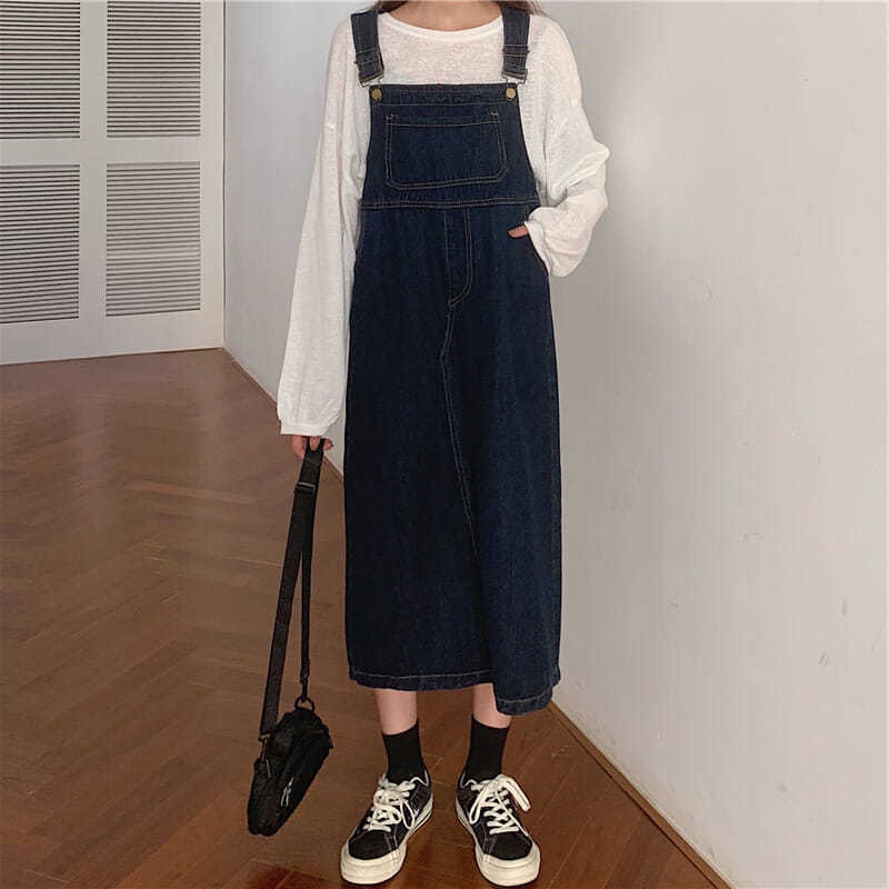 Đầm IELGY denim hai dây thời trang nhỏ nhắn dành cho nữ