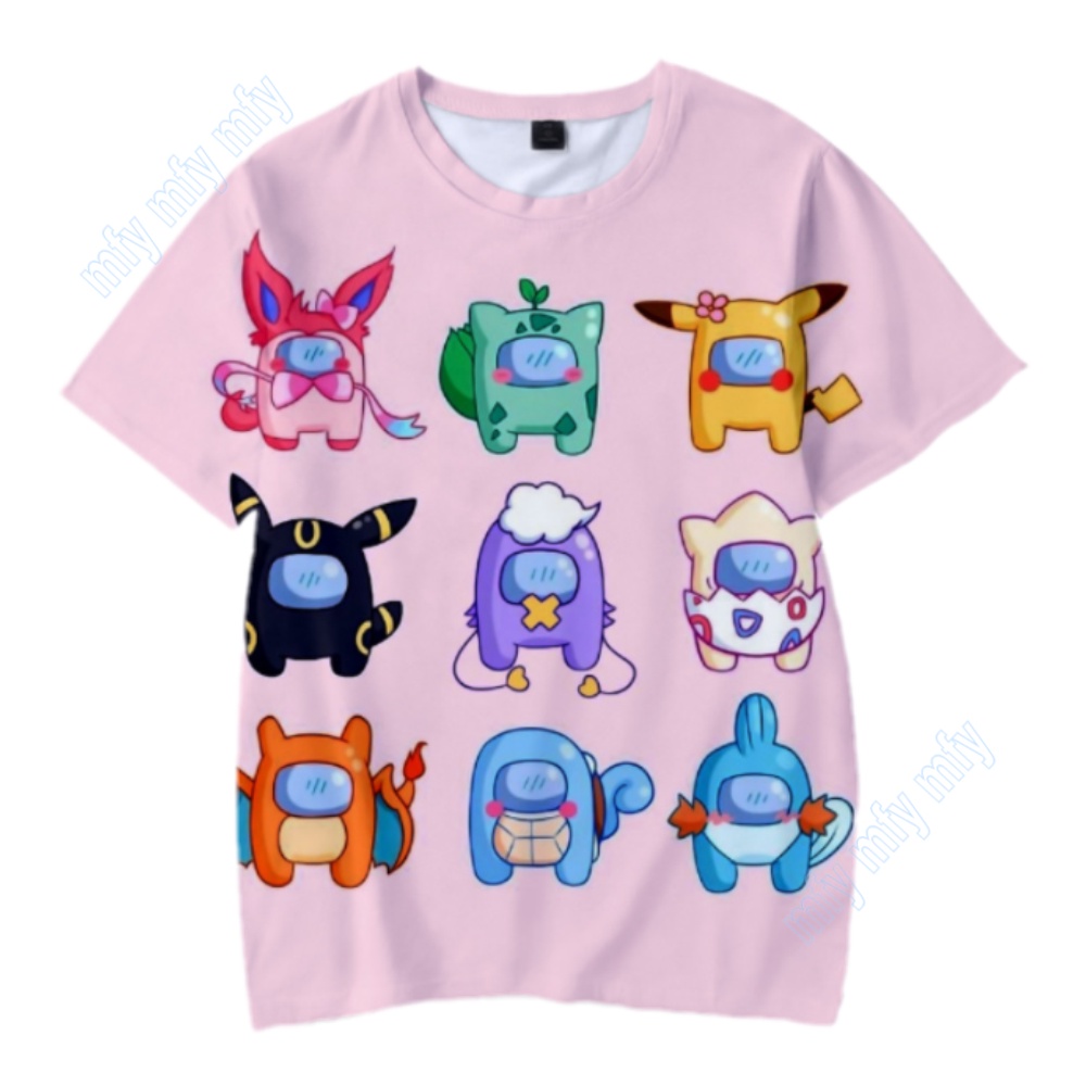 Áo Thun Ngắn Tay In Hoạt Hình Pocket Monster AmongUs Cho Bé Trai / Bé Gái