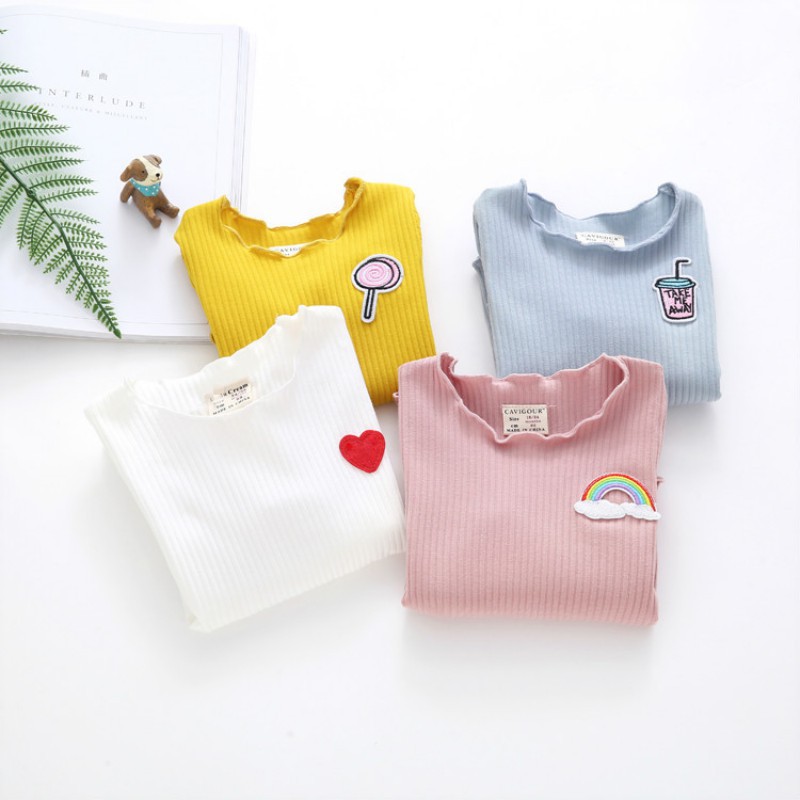 Áo dài tay phối họa tiết xinh xắn đơn giản dành cho bé gái