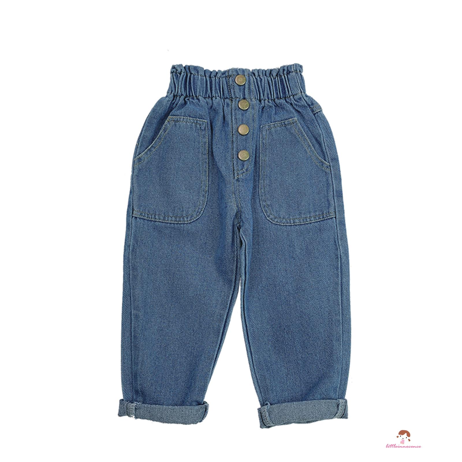 Quần Jeans Lưng Cao Ống Rộng Co Giãn Cho Bé Gái Xzq7-0 - 5 Tuổi
