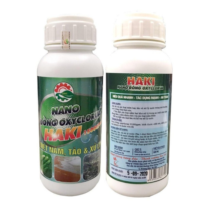 Nano Đồng Oxyclorua Haki 15.000ppm – Diệt nấm khó trong ao, tảo, rêu – chai 500ml