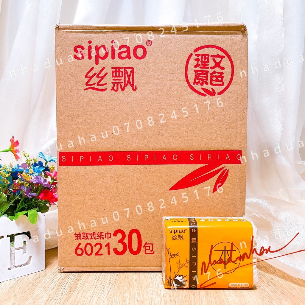 Lẻ một gói giấy ăn gấu trúc Sipao siêu dai hàng chuẩn xịn đủ tờ
