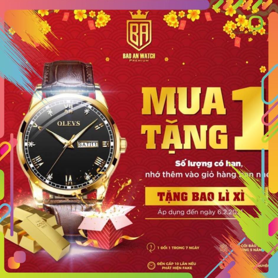 [Chính Hãng 100%] Đồng Hồ Nam - Đồng hồ thời trang nam OLEVS OL6602 dây da chính hãng size 40mm