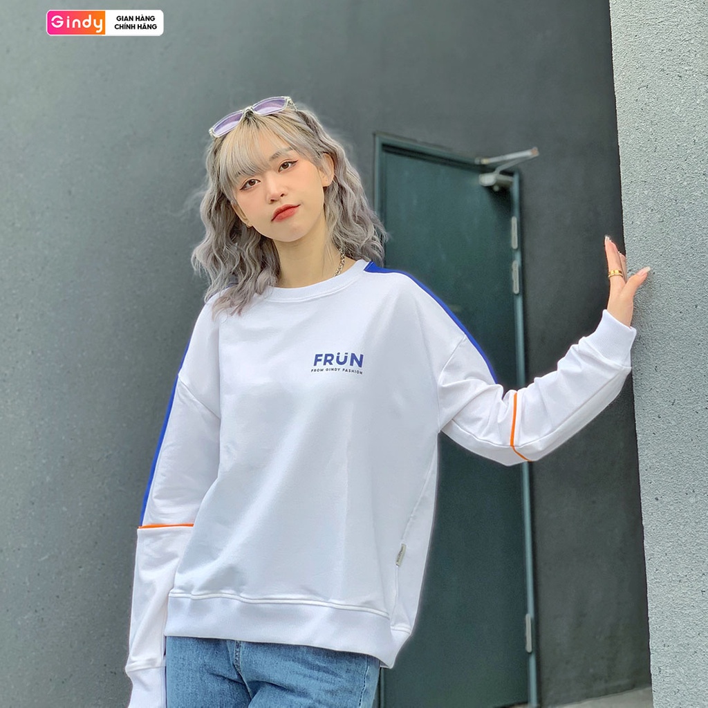 Áo sweater nỉ da cá GINDY hoodie trơn basic cổ tròn ulzzang form rộng dài tay thời trang thu đông 2021 A9108