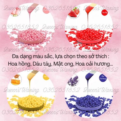 [ Sáp wax lông cao cấp đủ màu ] 100g sáp wax lông dạng hạt đậu Hard Wax Beans + tặng kèm que gỗ