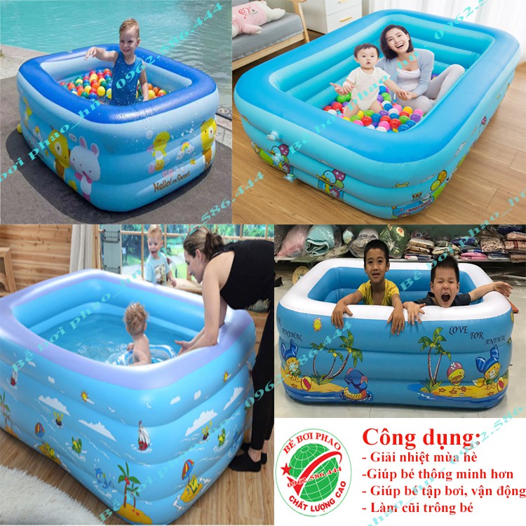 Bể bơi phao cho bé  2+ 3 Tầng -1m5 - loại dày, bể bơi bơm hơi có đáy chống trơn,tặng kèm bộ keo vá