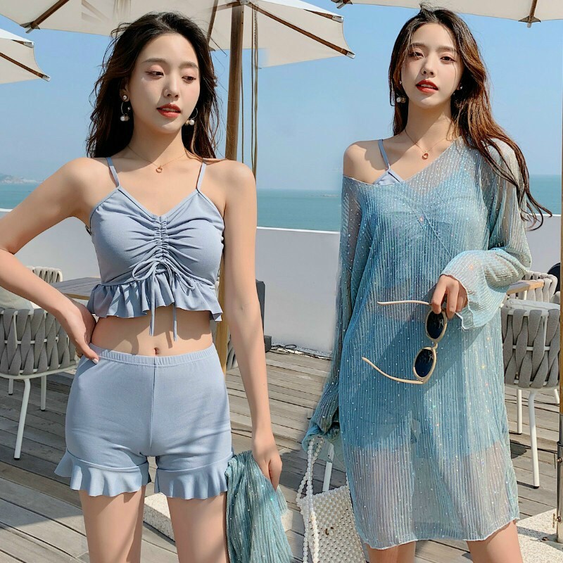 Vải Ren & hạt Kim sa Lấp lánh 3 chi tiết Rực Rỡ & Quyến Rũ ( Áo Choàng + Áo + Quần ) - Nấm Shop
