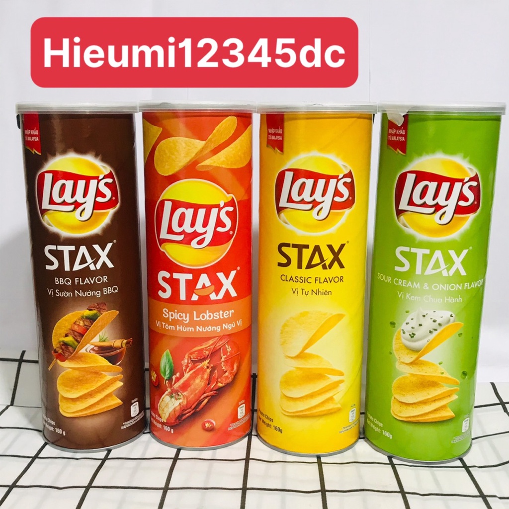 Bánh Snack Khoai Tây Ống Lay's Stax Khoai Tây Miếng 160g (Size lớn)