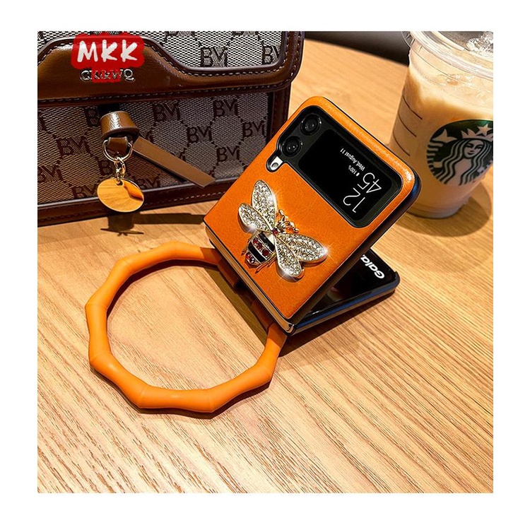 Ốp Điện Thoại Họa Tiết Chú Ong Phong Cách Hàn Quốc Kèm Giá Đỡ Cho Samsung zflip3 F7110 F7070