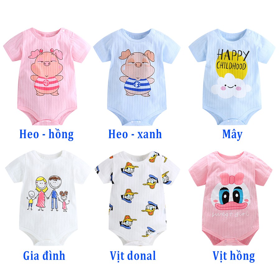 Combo 3 Bodysuit body chip ngắn tay Cotton Giấy Xuất Nhật Cho Bé Trai Bé Gái TTS210