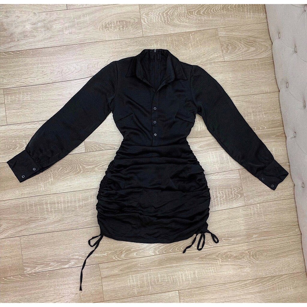 ĐẦM BODY TAY DÀI PHỐI VOAN NHÚN GỢI CẢM QC