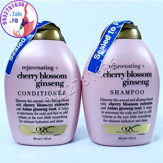 CẶP DẦU GỘI XẢ KÍCH THÍCH MỌC TÓC OGX REJUVENATING CHERRY BLOSSOM GINSENG 385ML