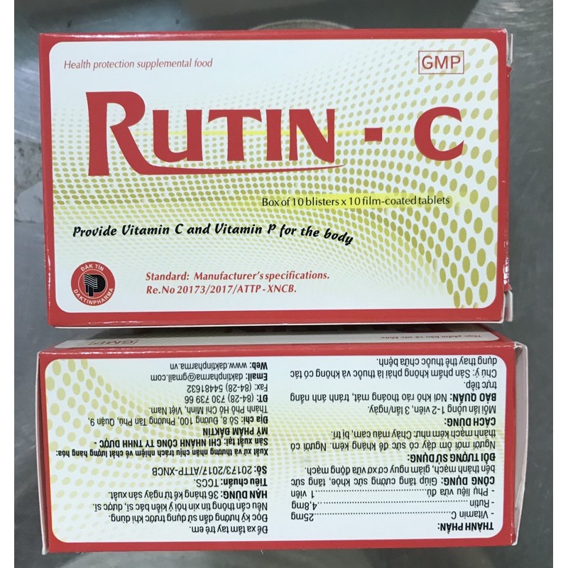 RUTIN C -Hộp 100 viên - Bổ sung vitamin C