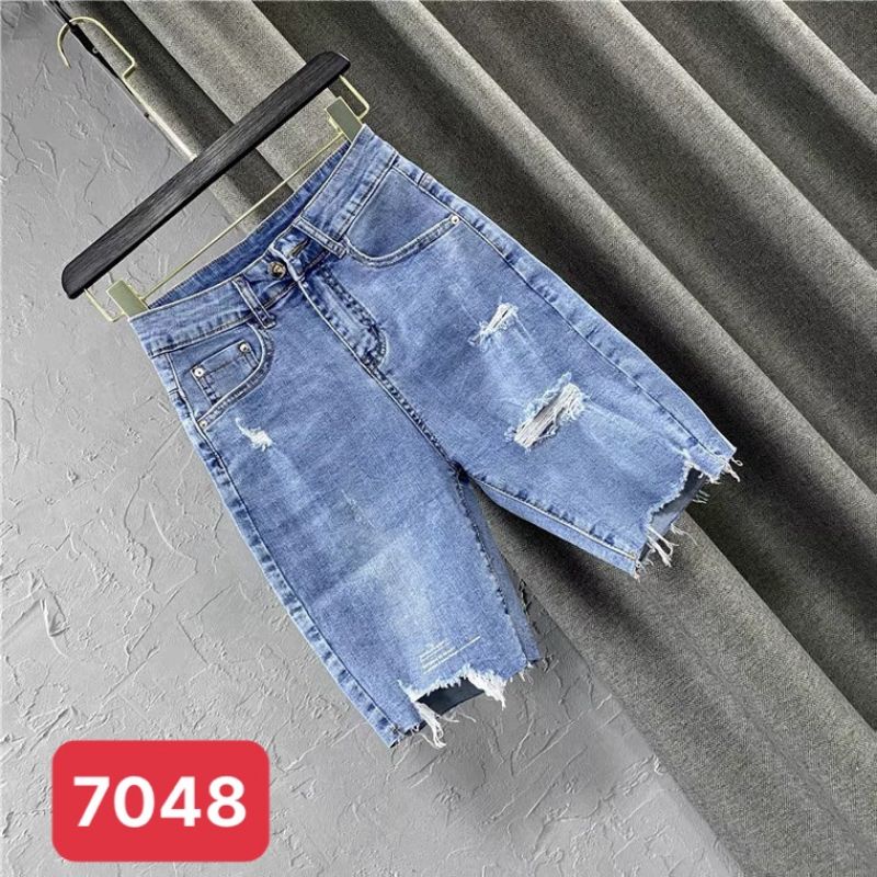 Bigsize [ size 32-36 ] Quần Ngố Jeans Co Giãn, Lưng Cao, Đen-Xanh Đậm-Xanh Sáng