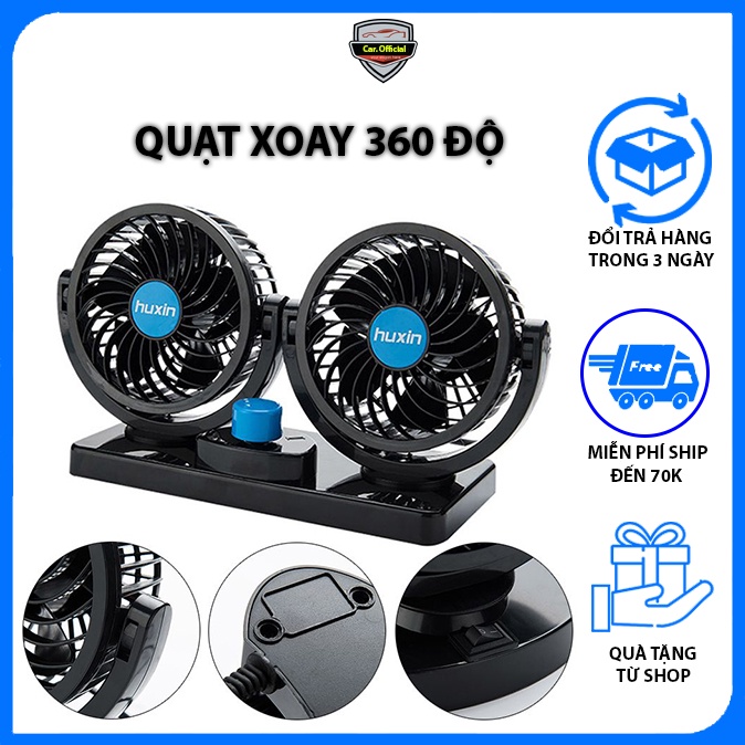 Quạt Ô Tô – Quạt Xe Ô Tô – Mini 12V Xoay Thông Minh Để Trên Ô Tô Nhỏ Gọn Cực Mát