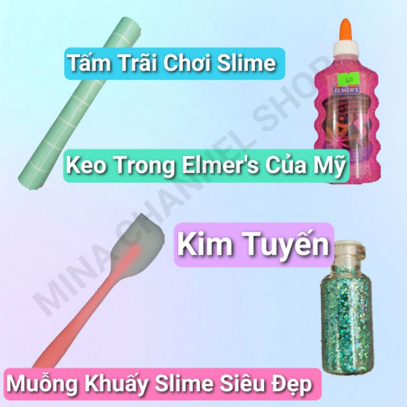 Bộ Kit Slime Trong Keo Mỹ Elmer's Cao Cấp Mina Channel An Toàn nhất, Đẹp nhất, Dễ làm nhất, Rất Rẻ Kèm HDSD Và Quà Tặng