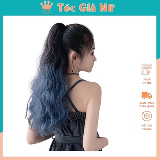 Tóc giả nữ đẹp 🤩FREESHIP🤩 Tóc giả ngoặm omber xanh xù, N42