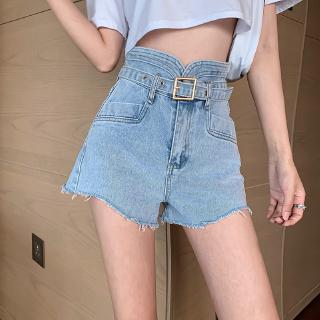 Quần Đùi Denim Lưng Cao Thời Trang Cho Nữ