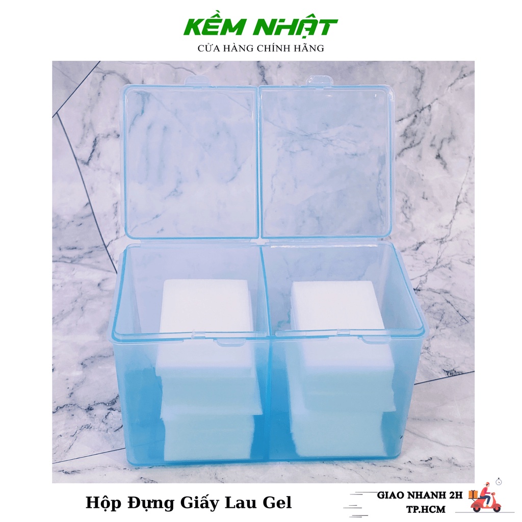 Hộp Đựng Giấy Lau Gel 2 Ngăn Có Nắp - hộp nhựa đựng dụng cụ nail chuyên dụng